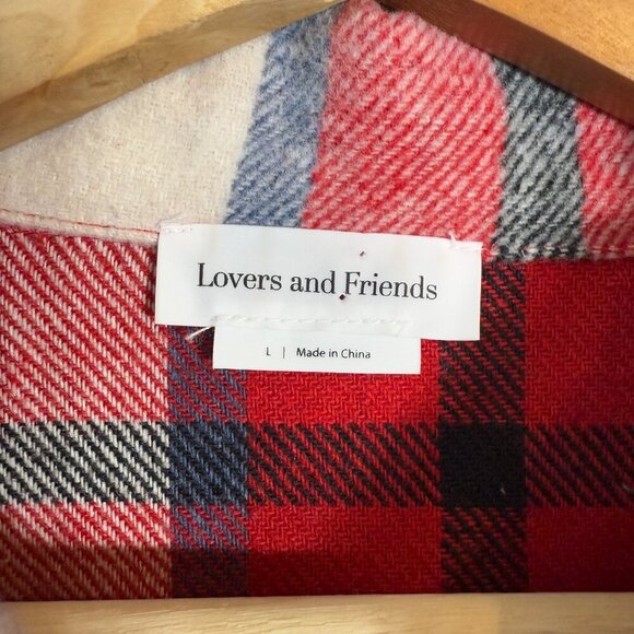 Lovers + Friends Revolve Kaianna Plaid Wool Shacket Women Large Red White Jacket - Picture 9 of 16